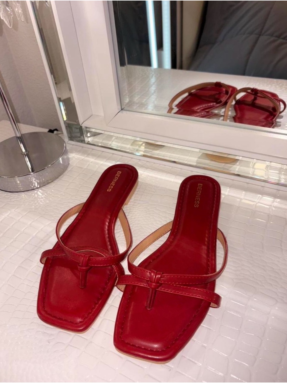Red Knotted Toe Slide Sandals for Women - BEFINESS